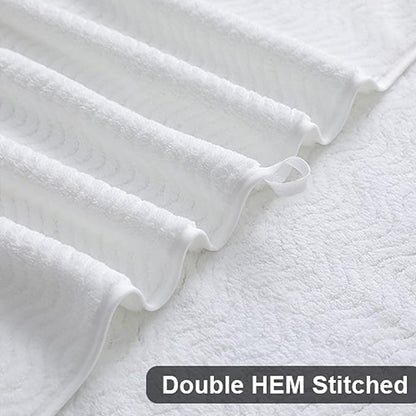 Ultra Soft 8 Piece Textured Bath Towel Set for Bathroom Shower Pool, Kitchen, Quick Dry, Lightweight Highly Absorbent - 2 Oversized Bath Towel Sheets, 2 Hand Towels, 4 Washcloths - White