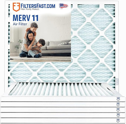 Filters Fast 28x30x1 Air Filter MERV 11, 1" AC Furnace Air Filters, Made in the USA, Actual Size: 27.5x29.5x0.75, 6 Pack