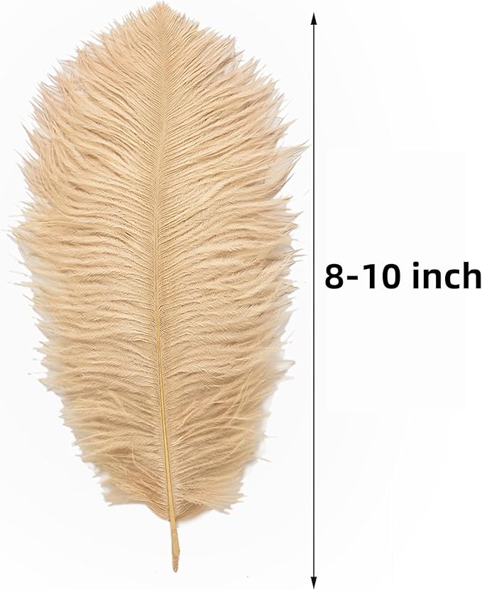 Ballinger Large Champagne Ostrich Feathers - 24pcs 8-10inch Boho Feathers for vase and Home Decor Wedding Party Centerpieces