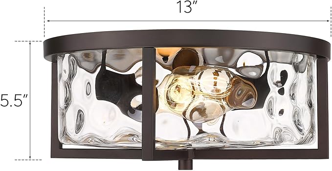 Kitchen Ceiling Light Fixtures, 13" Flush Mount Ceiling Light, Modern Close to Ceiling Light Fixtures, Hammered Glass Flush Ceiling Light Antique Ceiling Light for Kitchen,Dining Room,Hallway