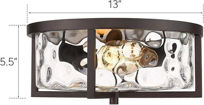 Kitchen Ceiling Light Fixtures, 13" Flush Mount Ceiling Light, Modern Close to Ceiling Light Fixtures, Hammered Glass Flush Ceiling Light Antique Ceiling Light for Kitchen,Dining Room,Hallway