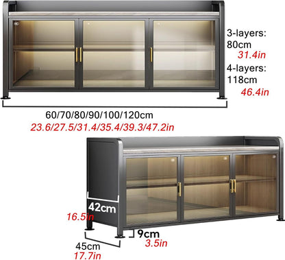 JKGHK Kitchen Storage Cabinet, Food Prep Baker's Rack Table with Flip Doors, Kitchen Food Pantry Cabinet with Adjustable Shelves, Prep Cabinets for Business, Garage(Gray,35x46in)