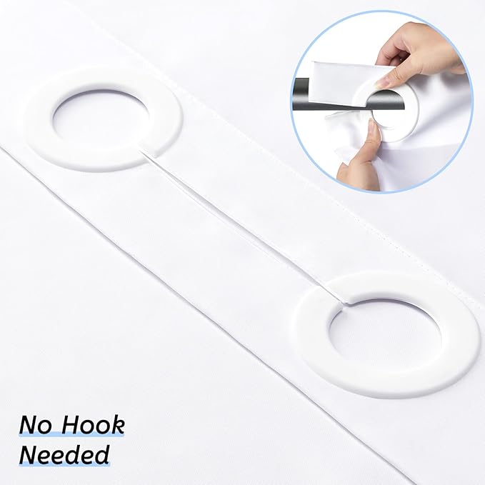 Extra Wide No Hook White Shower Curtain 108x72 Inch,Polyester Fabric Waterproof Shower Curtain Liner with 14 Plastic Split Grommets,Washable Shower Curtains for Bathroom Hotel Spa Luxury