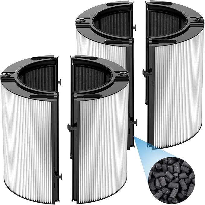 2 Pack Combi 360°Glass HEPA+Activated Carbon Filter For Dyson HP1 HP2 TP09 TP07 TP06 TP04 TP10 TP7A HP04 HP06 HP07 HP09 HP10 HP4A HP7A PH01 PH02 PH03 PH04 PH3A DP04 PC1 PC2 Air Purifier, #965432-01