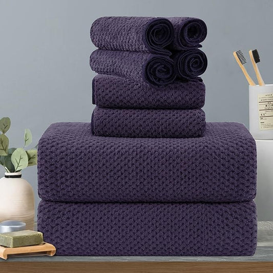 8-Piece Purplr Bath Towels Set,2 Oversized Large Bath Towels Sheet,2 Hand Towels and 4 Washcloths - 600 GSM Soft Luxury Towel Set,Highly Absorbent Quick Dry Towel Collection for Bathroom,Hotel and Spa
