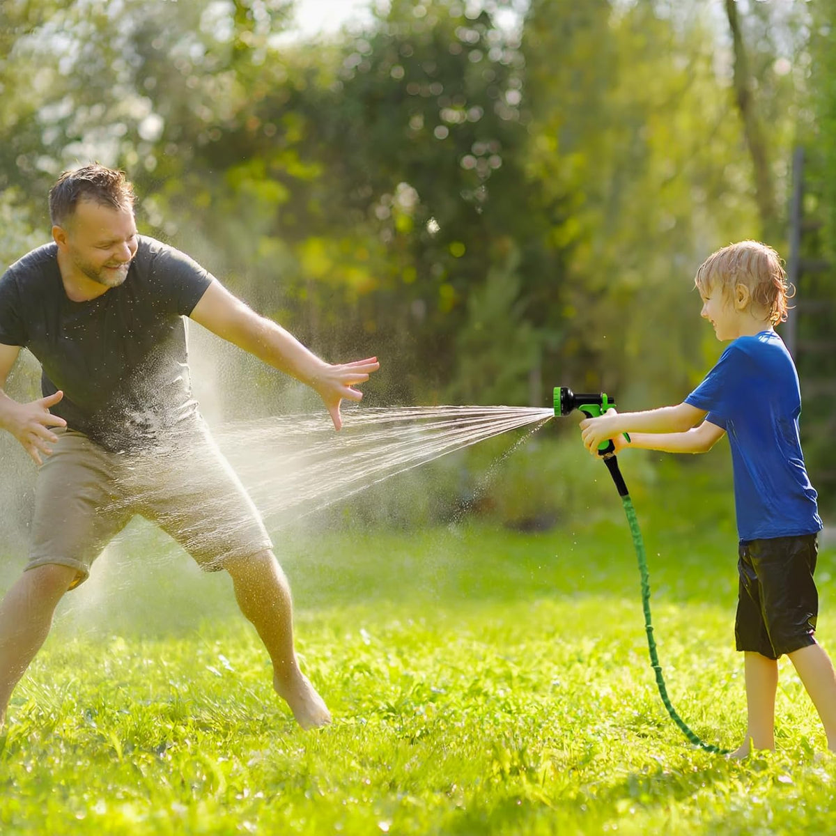Garden Hose 25 FT,Non-Expanding,10 Functional Nozzles,Garden Hose Anti-Kink,Heavy Duty Flexible Water Hose 25 FT,Suitable for Outdoor,Yard, Lawn, Car Washing and Other Scenes. (green, 25ft)