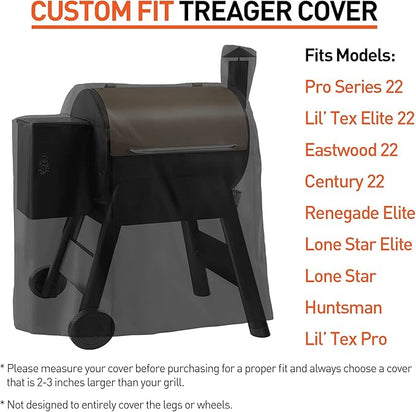 Pellet Grill Cover Compatible with Traeger Pro 22 Series - Waterproof Wood BBQ Smoker Protector for Century 22, Eastwood 22, Pro 575, Lil' Tex Elite 22, Heavy Duty Polyester Grilling Covers