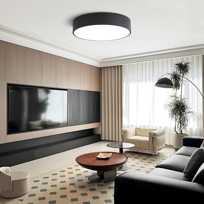 Modern Dimmable Round Black LED Large Flush Mount Ceiling Light Fixture, Mounted Ceiling Lamp Lighting Fixtures,5CCT 2700-6000K for Kitchen Master Bedroom Living Room,36W 15.74 Inch