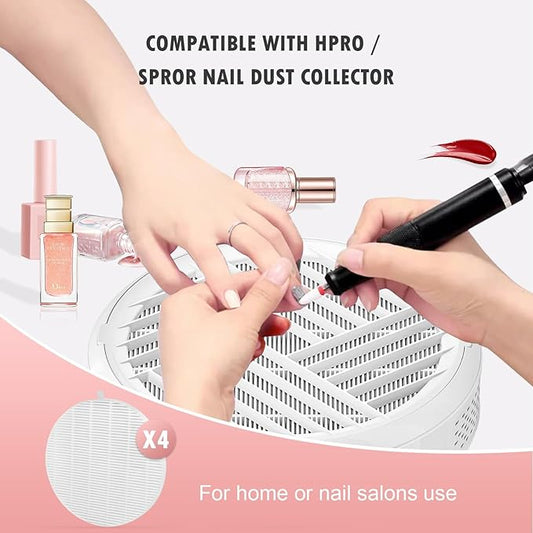 4 Pack Replacement Filters Compatible with MelodySusie HPro/SProR Nail Dust Collector, Home or Nail Salons Use Reusable Refill Filters for Nail Dust Vacuum Machine