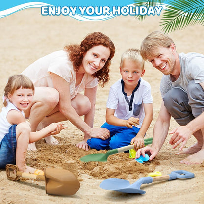 Dilabnda Kids Beach Sand Shovels, 16inch/40cm Sand Shovels for Garden, Large Beach Snow Spade Scoop for Kids Toddlers, Long Handle Plastic Wooden Shovel for Shoveling Digging Snowing (3PCS)