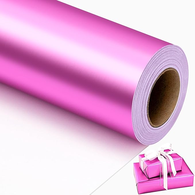 Garbendy Purple Wrapping Paper - Solid Color Metallic Sparkle Paper Perfect for Birthday, Wedding, Baby Shower, Party - 17 Inch X 33 Feet