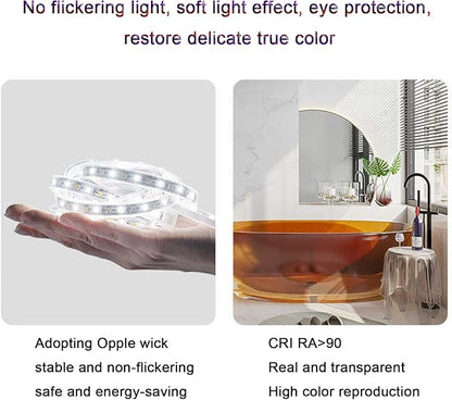 Bathroom Mirror with LED Lights，Smart Illuminated LED Bathroom Mirror，Energy-Saving LED Smart Mirrors，LED Mirror for Bathroom，with Demister Pad and Smart Touch Switch(H80*W90cm/H31.5*W35.4IN)
