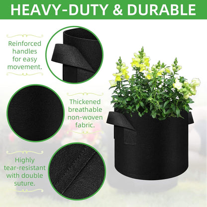LITLANDSTAR 30 Pack 7 Gallon Plant Grow Bags, Breathable Felt Non-Woven Aeration Fabric Plant Grow Pots, Garden Planting Containers for Nursery Vegetable Flower Grow Bags with Handles (13.8x11.8inch)