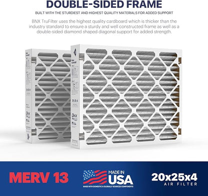 TruFilter Compatible with AprilAire 213 Replacement Filter for AprilAire (2-Pack) - MERV 13 - MADE IN USA - HVAC AC Furnace Filters Allergies, Mold, Bacteria, Smoke, MPR 1900 FPR 10 Air Filter 20x25x4