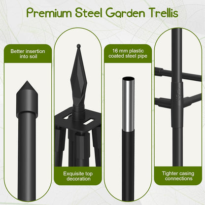 Obelisk Trellis for Climbing Plants Outdoor,5.2 Ft Garden Trellis for Potted Plants, Metal Trellis with Anti-Rust Coated for Potted Plants Indoor, Plant Support for Vegetables, Vines