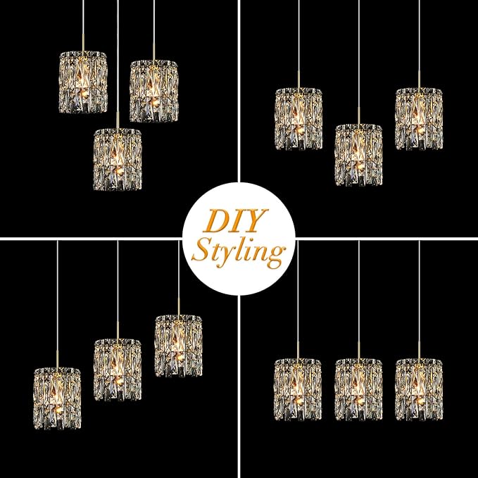 Modern K9 Crystal Pendant Lights Kitchen Island,1 Lighting Gold Chandeliers for Dining Room Light Fixtures Over Table,Hanging Chandelier for Kitchen Island Entryway Bathroom BedHead Light