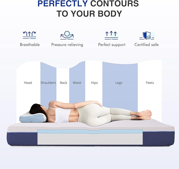 6 Inch Full Gel Cooling Memory Foam Mattress, Pressure Relief, Medium Firm Support，Mattress in a Box, CertiPUR-US Certified