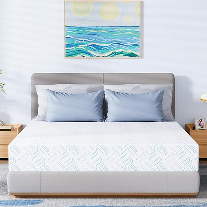 Queen Memory Foam Mattress, 10 Inch Cooling Gel Bed in a Box, Foam Mattress with Removable Cover No Fiberglass, Support Cool Night Sleep & Pressure Relief, Made in USA, White(80"*60"*10")