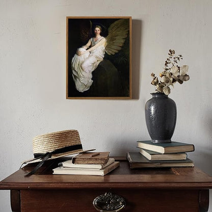InSimSea Framed Wall Art for Living Room Home DecorStevenson Angel Vintage America Country Memorial Classical Oil Painting Prints Decorative for Living Room Bedroom Office Wall Decor 9x11in