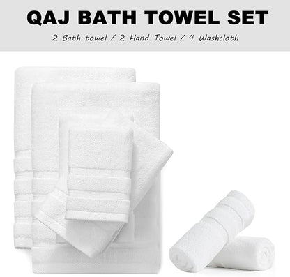 8-Piece Bath Towels Set, 100% Cotton Thick Soft Highly Absorbent Durable, Quick Dry, Bathroom Towels Set (2 Bath Towels, 2 Hand Towels, 4 Washcloths) - Perfect for Daily Use