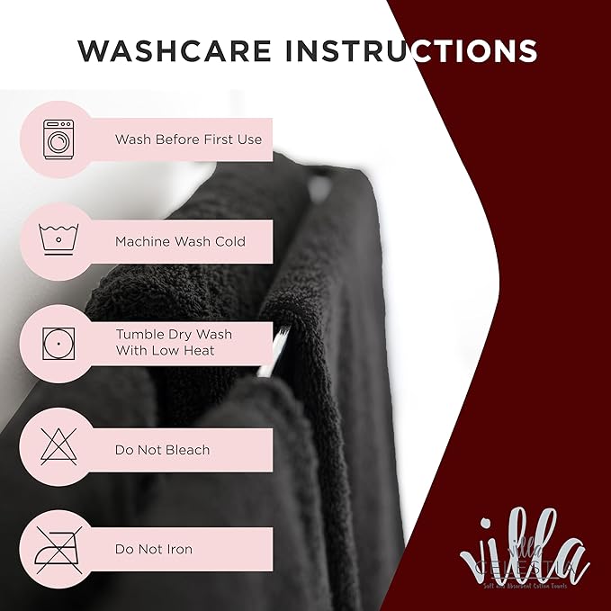 Black Makeup Remover Towels Set of 4, 100% Soft Cotton Reusable Luxury 4 Pcs Makeup Wipes for Face, Ideal for Salon, Bath, Hotel, Spa, Washcloths for Face Pack of 4 (12"X12")