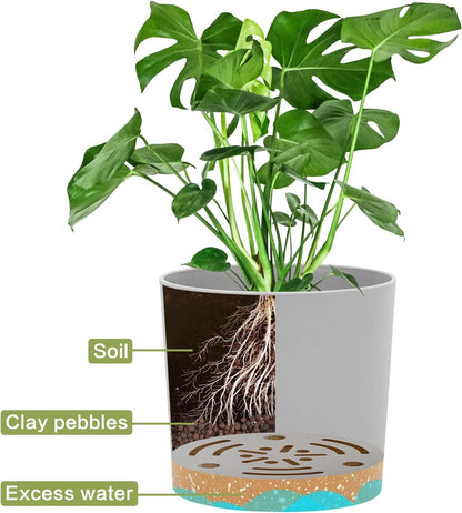 QCQHDU 5 inch Plant Pot, 2 Pack Planters for Indoor Plants with Drainage Holes & Saucer, Outdoor Flower Pots Home Garden Modern Decor