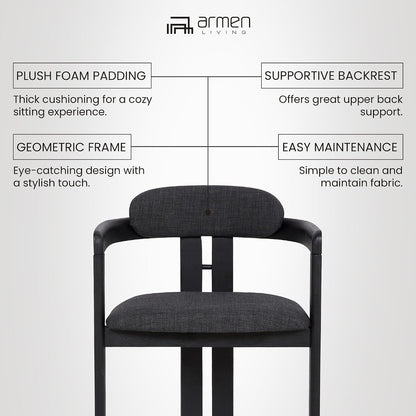 Armen Living Jazmin Contemporary Dining Chair in Black Brushed Wood Finish and Charcoal Fabric - Set of 6