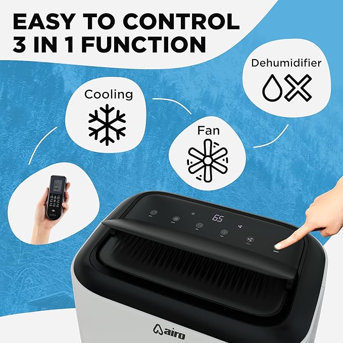 Portable Air Conditioners 8,000 BTU AIRO COMFORT, AC Unit Floor Standing with Remote Control & DYI Installation Kit