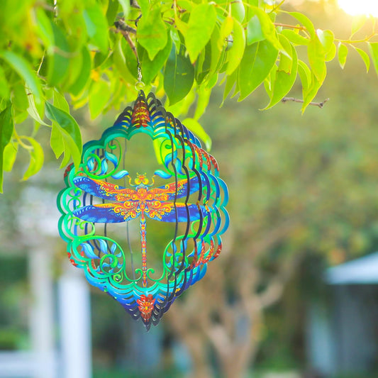 Dragonfly Wind Spinners Dragonfly Gifts for Women/Men 12 inch 3D Stainless Steel Hanging Wind Spinner Metal Wind Catchers Kinetic Sculpture for Indoor/Outdoor Decor, Yard Art, Garden Decorations