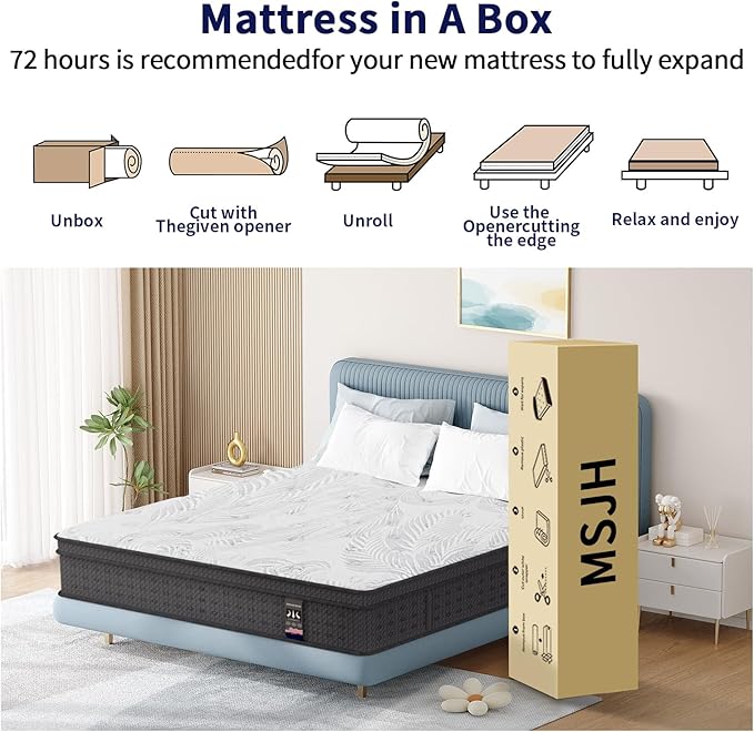 Queen Mattress 14 Inch, Memory Foam Mattress with Pocket Spring, Soft & Comfortable Medium Firm, Motion Isolation, Pressure Relief, CertiPUR-US Certified (80"*60"*14")