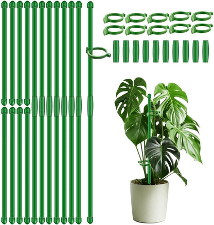 20Pcs Plant Support Stakes 17 inch SupKing Garden Orchid Sticks Extended to 3ft 4ft 5ft Plant Poles with Clips for Indoor Outdoor Potted Tomato Rose Amaryllis Vegetables Comes with 20 Ties