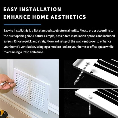 12x24 Return Air Grille(Duct Opening Size),Air Return Vent Cover,Flat Vent Cover,Rejillas De Aire Acondicionado Para Casa,Return Air Grilles,Outer Dimensions:13.75"Wx25.75"H(12"W x 24"H, Duct Opening)