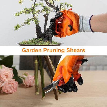6Pcs Pruning Shears Set with Bypass Pruning Shears, Garden Scissors, Pruning Snips,Saw,Gloves,Storage Bag,Handheld Garden Shears Set for Plant