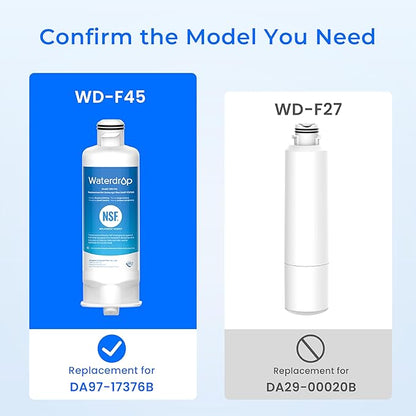 Waterdrop DA97-17376B Replacement for Samsung® HAF-QIN/EXP, DA97-08006C, RF28R7201SR, RF28R7351SG, WD-F45, Refrigerator Water Filter, 2 Filters