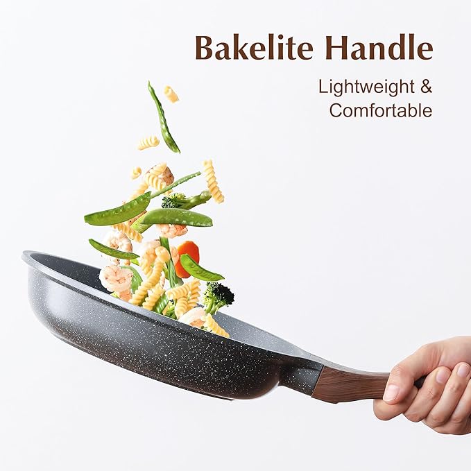 SENSARTE Nonstick Frying Pan Skillet, Swiss Granite Coating Omelette Pan, Healthy Stone Cookware Chef's Pan, PFOA Free (8/9.5/10/11/12.5 Inch) (11 Inch)