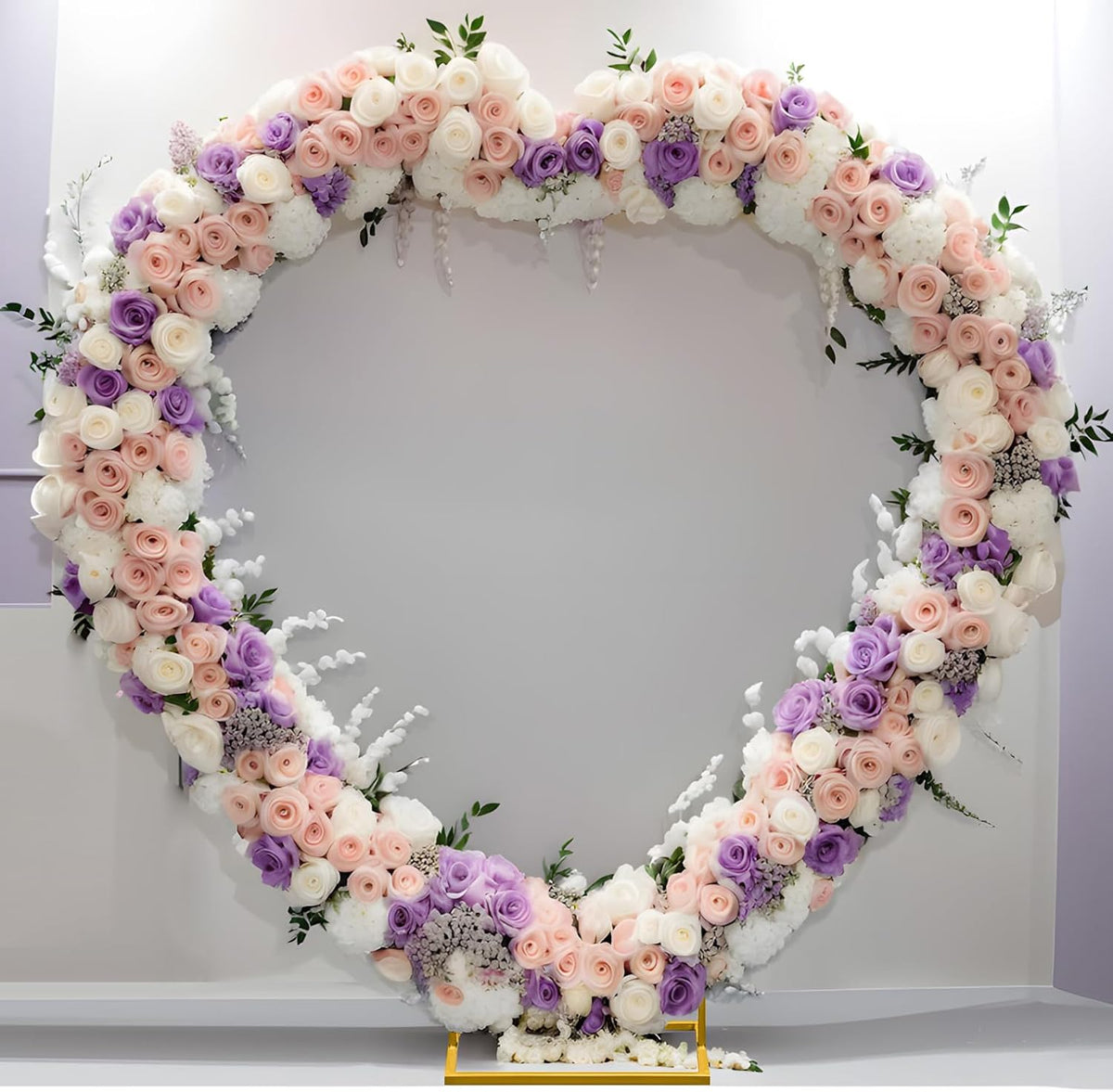 Heart Shape Wedding Metal Arch Backdrop Gold Flower Balloon Arbors Stand for Wedding Birthday Party, Graduation Decorations and Baby Shower 2M