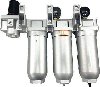 1" NPT SUPER DUTY Industrial Grade 4 Stages Filter Coalescing Desiccant Dryer Regulator System For Compressed Air Lines, Metal Bowls, Great For Paint Spray And Plasma Cutter (AUTO DRAIN)