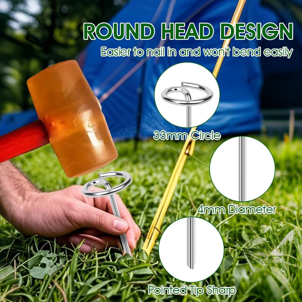50pcs Landscape Fabric Pins, Bold 8 Gauge Galvanized Steel Garden Staples, Landscape Fabric Staples Tent Stakes Yard Stakes for Decoration Weed Barrier (50 X 6in)