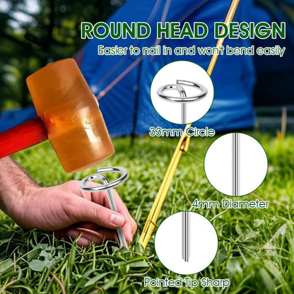 12in Landscape Fabric Pins, Bold 8 Gauge Galvanized Steel Garden Staples, Tent Stakes Landscape Fabric Staples Yard Stakes for Decoration Weed Barrier (50 X 12in)