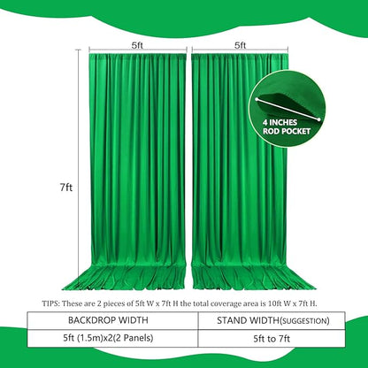 2 Panels Grass Green Backdrop Curtain, 10 x 7 Feet Background Curtains for Parties, Weddings, Baby Showers, Bachelorette Halloween, Christmas Birthday Party Photoshoot Backdrop Curtains Decorations
