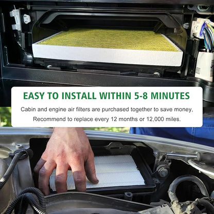 2PCS Cabin Engine Air Filter Kits Fits for CR V CRV CR-V Hybrid 2.0L 2023-2025, Accord Hybrid 2.0L 2023-2025,Civic Hybrid 2.0L 2025, Replacement for CF11182, 80292-TF0-G01, 172206MAJ01