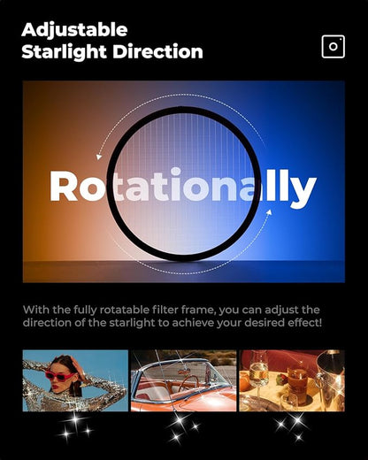 K&F CONCEPT 55mm Star Filters Kit (3pcs) 4 Points 6 Points 8 Points Cross Screen Starburst Filters Set -18 Layer Coating Ultra Slim Optical Glass Camera Lens Filter with 3 Cleaning Cloth