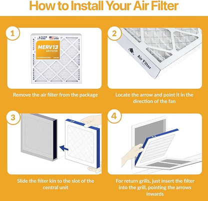 Filter King 17x21x1 Air Filter | 4-PACK | MERV 13 HVAC Pleated A/C Furnace Filter | MADE IN USA | Actual Size: 17 x 21 x .75"