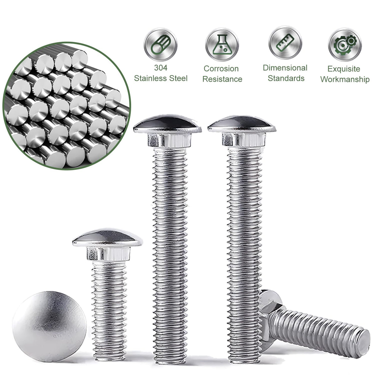 5/16-18 Carriage Bolts Set 40pcs Wheelbarrow Handles Replacement Kit 304 Stainless Steel Nut and Bolt Set Assortment Kit Compatible for Jackson Wheelbarrow Rebuild, Furniture Repair, Wood Joining