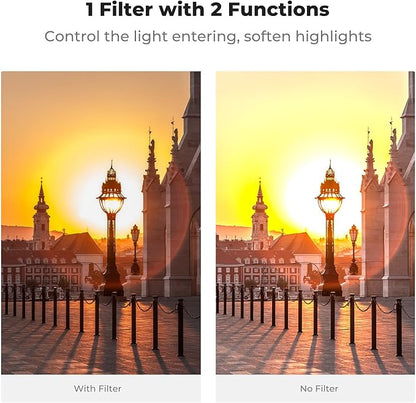 K&F CONCEPT 72mm Black Diffusion Mist 1/4 Effect & Variable ND2-400 (1-9 Stops) ND Lens Filter 2 in 1, Putter Adjust Multi-Function Filter for Camera Lens with 28 Multi-Coated (Nano-X Series)