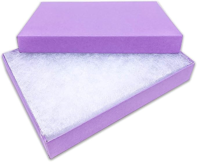 TheDisplayGuys - 25-Pack #53 Kraft Paper Cardboard Gift Boxes/Jewelry Cases w. Cotton Padding & Lid - Purple - (5.4" x 3.9" x 1.0")