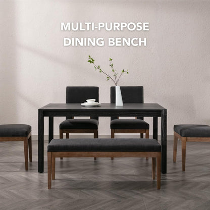 chairus Linen Upholstered Entryway Bench Dining Table Benches Farmhouse Shoe Bench Seat for Hallway Bedroom End of Bed Vintage 45.5" Wooden Leg Benches for Kitchen Restaurant Window, Charcoal
