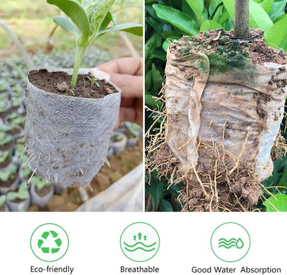 Belit Nursery Growing Bags, 100 Pcs Fabric Seedling Pots Non-Woven Pouch for Gardening Seed Plant Bag, Potato, Flower, Tomato Plant Starts (5.6" x 7.4 ")