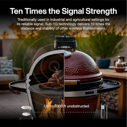 Sync Wireless Bluetooth Smart Meat Thermometer with WiFi | Standalone Base and Control | Unlimited Range | Enhanced 10X Signal for Improved Stability | NIST Certified Accuracy | BBQ Oven Smoker Grill