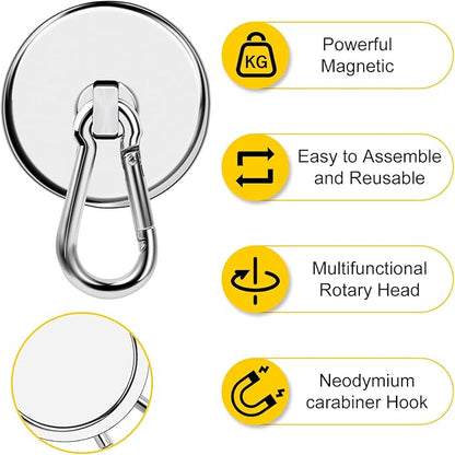DIYMAG Magnetic Hooks, 200LBS Strong Heavy Duty Neodymium Magnet Hooks, Strong Magnetic Hooks for Hanging at Home, Office Locker, Workplace, Refrigerator, Cruise Ship or Travel, 4 Pack
